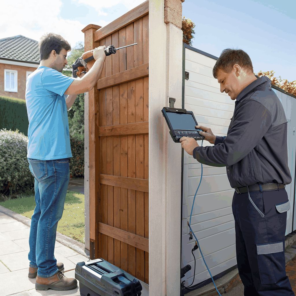 Professional installation of a heavy-duty gate operator motor